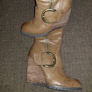 Knee high wedge boots